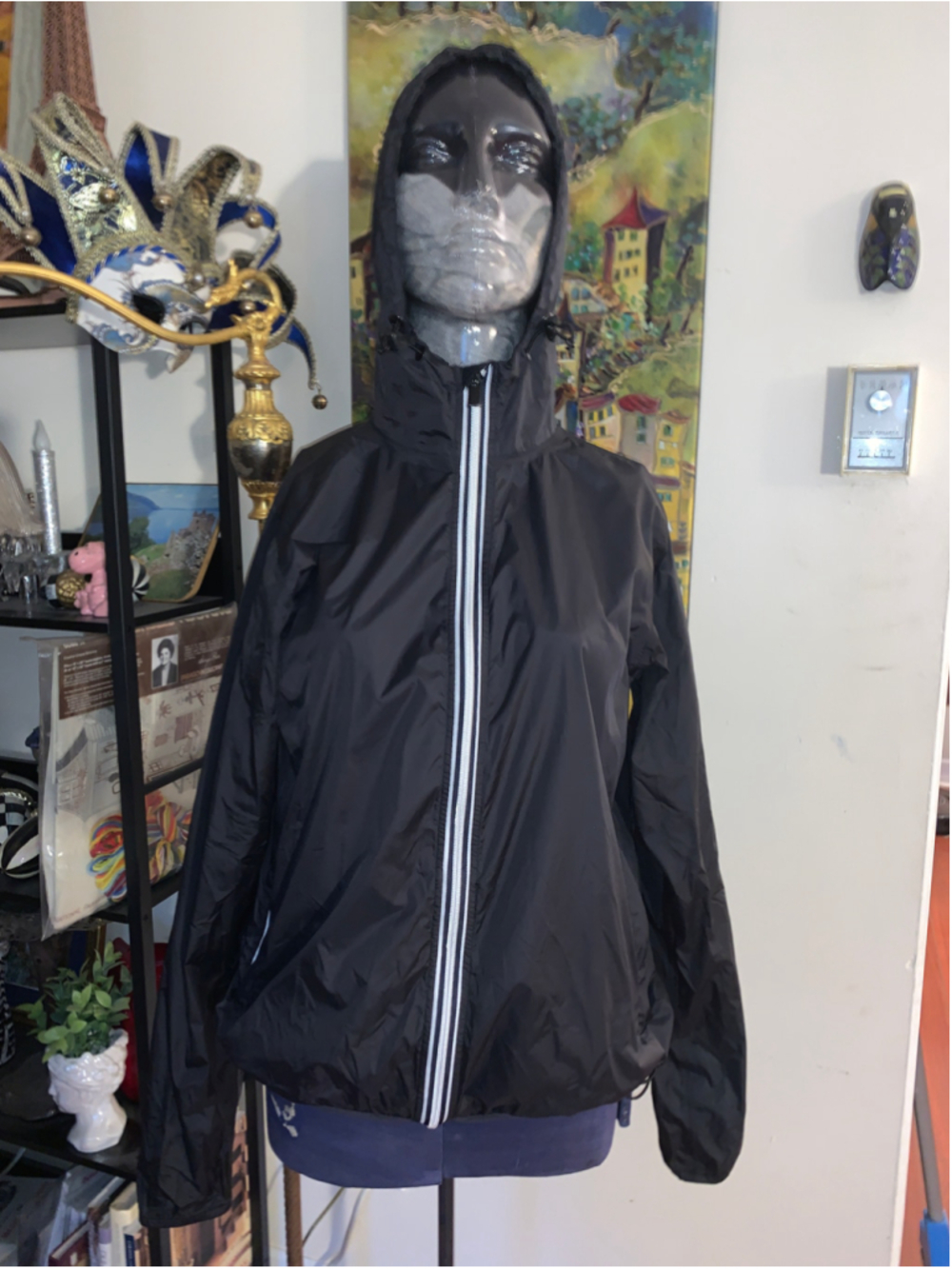 Women's Eddie Bauer Black Hooded Rain Jacket Size S